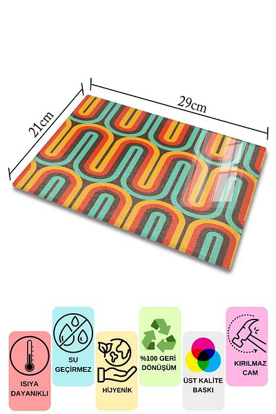 Postifull Vintage Glass Cutting Board, Thick And Unbreakable Glass, Chopping Board, Kitchen Presentation Board - 21*30cm