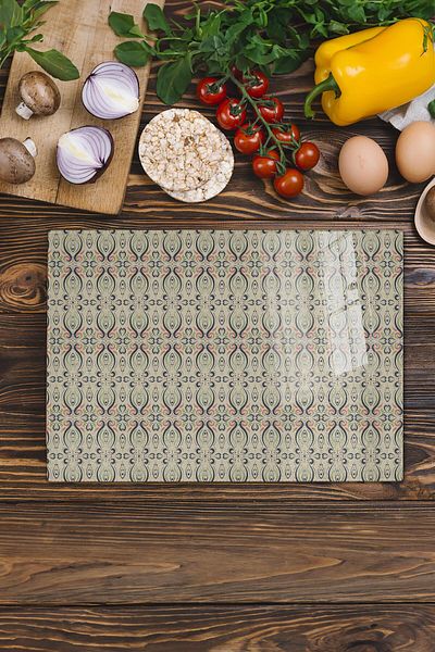 Postifull Vintage Glass Cutting Board, Thick And Unbreakable Glass, Chopping Board, Kitchen Presentation Board - 21*30cm