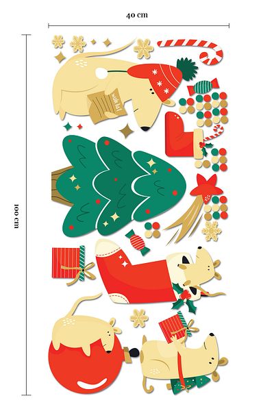 Postifull New Year Sticker Set, Aesthetic Christmas Ornament, New Year Decoration, Door, Wall and Glass Decoration Sticker