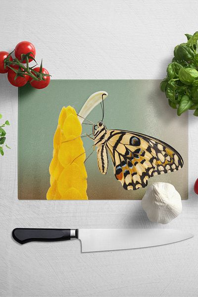 Postifull Glass Cutting Board, Thick And Unbreakable Glass - Butterfly Theme - 21*30cm, Chopping Board, Kitchen Decor