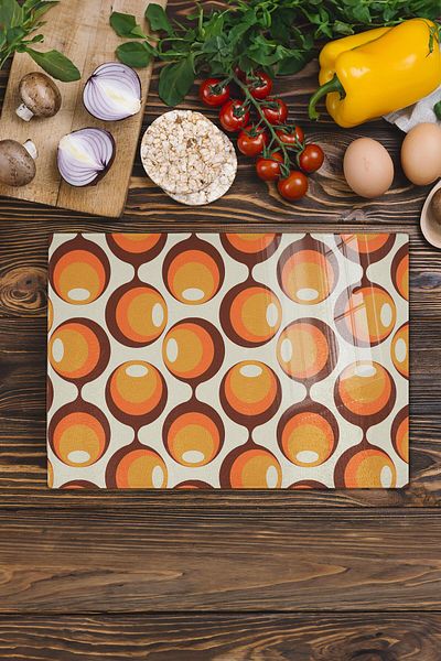 Postifull Vintage Glass Cutting Board, Thick And Unbreakable Glass, Chopping Board, Kitchen Presentation Board - 21*30cm