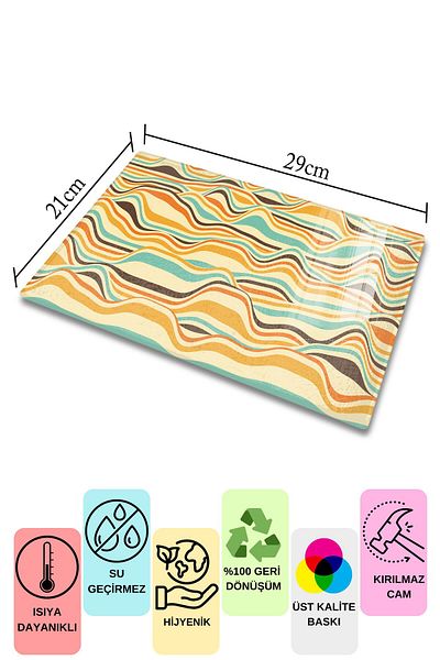 Postifull Vintage Glass Cutting Board, Thick And Unbreakable Glass, Chopping Board, Kitchen Presentation Board - 21*30cm