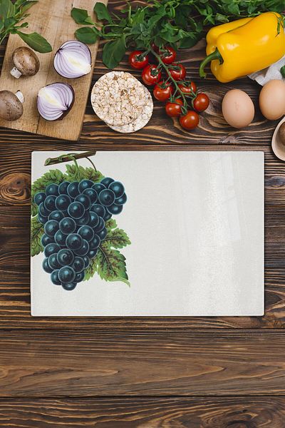 Postifull Glass Cutting Board, Thick And Unbreakable Glass - Marble Grape - 21*30cm - Chopping Board, Kitchen Decor
