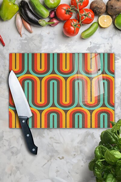 Postifull Vintage Glass Cutting Board, Thick And Unbreakable Glass, Chopping Board, Kitchen Presentation Board - 21*30cm
