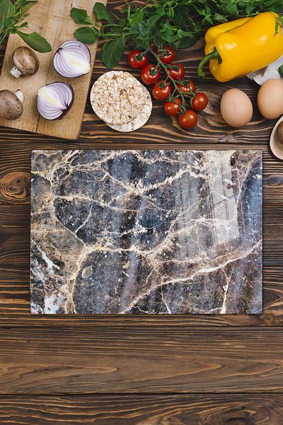 Postifull Glass Cutting Board, Thick And Unbreakable Glass - Marble Theme - 21*30cm - Chopping Board, Kitchen Decor