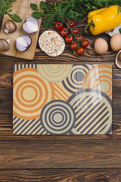 Postifull Vintage Glass Cutting Board, Thick And Unbreakable Glass, Chopping Board, Kitchen Presentation Board - 21*30cm