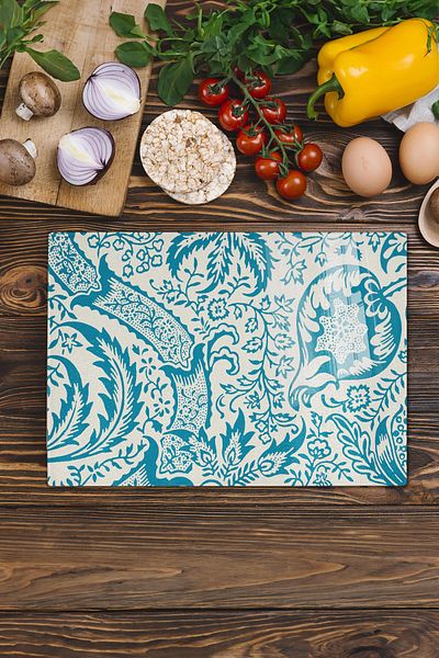 Postifull Glass Cutting Board, Thick And Unbreakable Glass - Boho Theme - 21*30cm - Chopping Board, Kitchen Decor