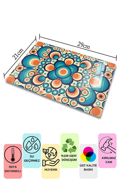 Postifull Vintage Glass Cutting Board, Thick And Unbreakable Glass, Chopping Board, Kitchen Presentation Board - 21*30cm