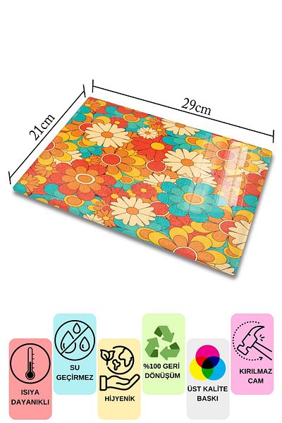Postifull Vintage Glass Cutting Board, Thick And Unbreakable Glass, Chopping Board, Kitchen Presentation Board - 21*30cm