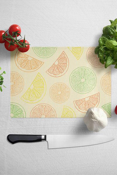 Postifull Glass Cutting Board, Thick And Unbreakable Glass - Lemon Theme - 21*30cm - Chopping Board, Kitchen Decor