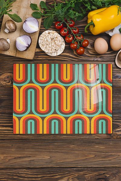 Postifull Vintage Glass Cutting Board, Thick And Unbreakable Glass, Chopping Board, Kitchen Presentation Board - 21*30cm