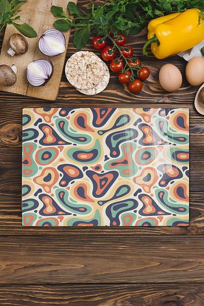Postifull Vintage Glass Cutting Board, Thick And Unbreakable Glass, Chopping Board, Kitchen Presentation Board - 21*30cm