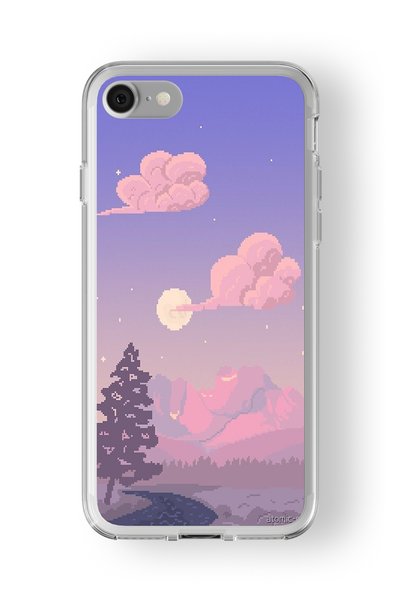 Multitronic حافظة شفافة مطبوعة بتصميم Pixel Art متوافقة مع iPhone 7 Plus و8 Plus