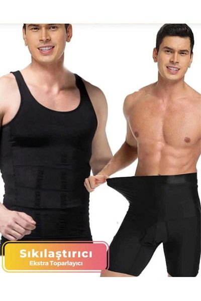 tubgen Set of 2 Black Men's Corset Athlete and Boxer Corset| Slimming Men's Corset Set Slims One Size