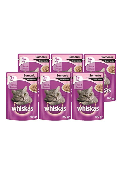 Whiskas WHİSKAS 1+ SOMONLU GRAVY SOSLU YAŞ KEDİ MAMASI 6LI PAKET 85G.