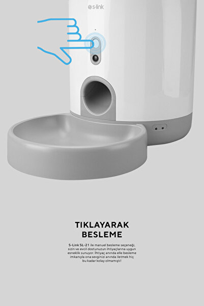 S-LINK Sl-21 Otomatik Yem Kabı 2.6l Kapasite 720p Kamera Kedi Köpek Besleyici