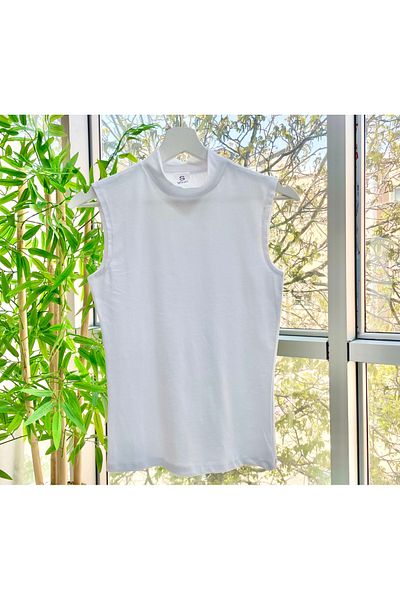 ALALDIR Zero Sleeve Half Fisherman Women's White Body