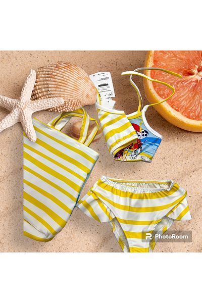 Esterella Girl's Bikini Set with Bag - Rope Tie and Bag