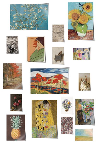 Postifull Vintage Duvar Poster Seti - 17 Adet Vintage Poster - Ev ve Ofis Duv...