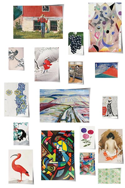 Postifull Vintage Duvar Poster Seti - 17 Adet Vintage Poster - Ev ve Ofis Duv...