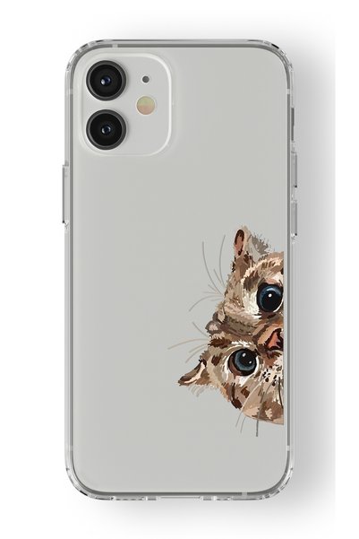 Multitronic حافظة شفافة مطبوعة بتصميم قطة متوافقة مع هاتف iPhone 12 Mini