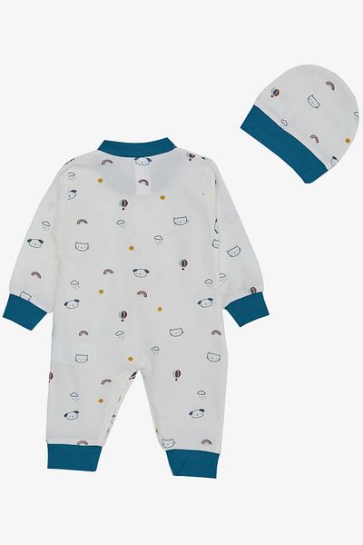 Breeze Baby Boy Jumpsuit Sky Themed Animal Patterned 0-6 Months, Ecru