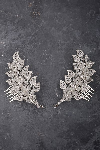 Hayalperest boncuk Zircon Bridal Hair Clip Side Accessory Zircon Stone Double Set
