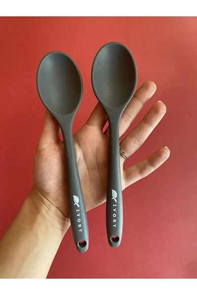 CEPHOME 2 Pieces 20 cm Gray Silicone Spoons