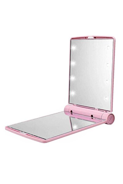 TechTic Katlanır Mini Işıklı Makyaj Aynası Cep Çanta Aynası 8 LED Pilli(23A 1...