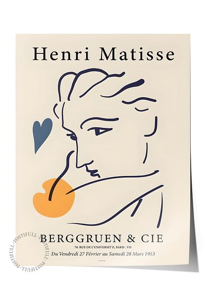 Postifull Αφίσα Παστέλ Σχεδίου Henri Matisse - Χωρίς πλαίσιο, Αφίσα Εικονογράφησης Duar, Εκτύπωση HD, Παχύ