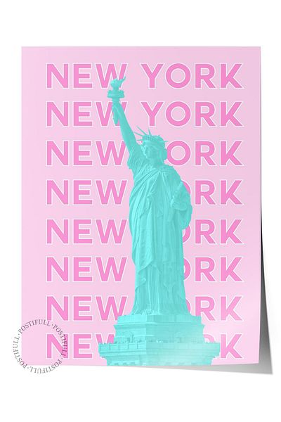 Postifull New York Illustration - Cities Series Duar Αφίσα, Εκτύπωση HD και Χοντρό Αρχ