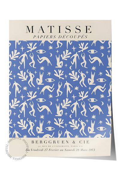 Postifull Μπλε αφίσα σχεδίασης εικονογράφησης Matisse - Διακόσμηση Duar, τυπωμένη HD