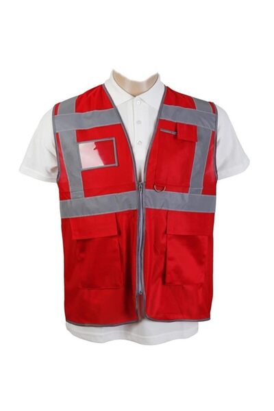 KKDAVM Motosiklet Yüksek Görünümlü Yelek Reflektörlü Fermuarlı Reflektik Moto...