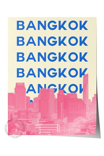 Postifull Αφίσα Bangkok Ilustração - Σειρά Cities, Αφίσα Duar, Εκτύπωση HD, Χοντρό Αρχικό