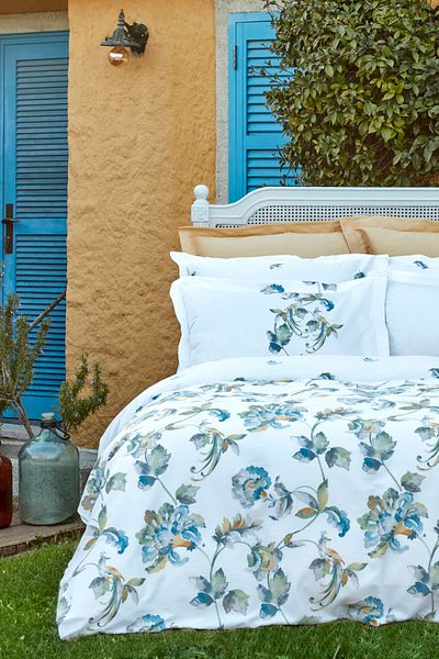 Karaca Home Set cuvertură de pilota dublă din satin Sevilla Albastru