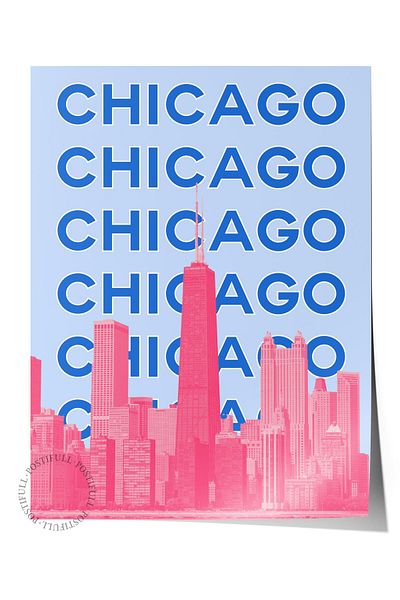 Postifull Αφίσα Chicago Ιλουστρασιόν - Σειρά Πόλεων, Duar Poster, HD Εκτύπωση, Παχύ Αρχιτέκτονικής