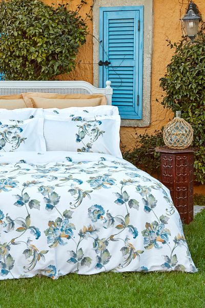 Karaca Home Set cuvertură de pilota dublă din satin Sevilla Albastru