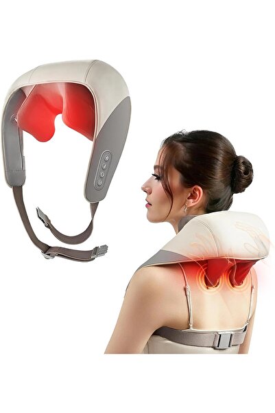 Enshall Şarjlı Ovmalı Isıtmalı Masaj Aleti Yoğurma Hissi Boyun Omuz Trapez As...