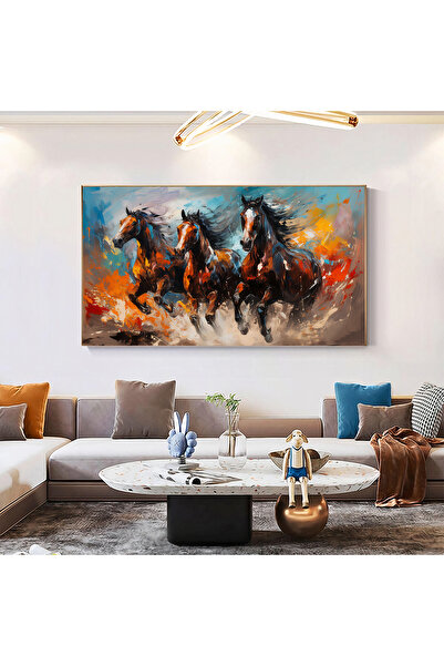 Z Concept Yağlı Boya Dokulu At Tablo