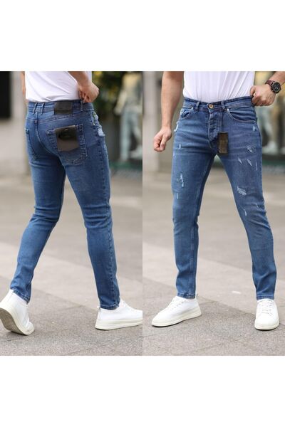 REDCODE ERKEK LİKRALI KUMAŞ YIRTIKLI KOT PANTOLON