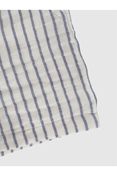 YHH Kids Muslină pentru copii pantaloni scurți cu talie elastică 100% bumbac cu dungi albastre