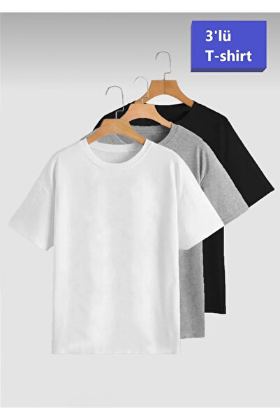 Rokeby Unisex Alb Negru Gri (bolț Mold) Pachet de 3 tricouri supradimensionate