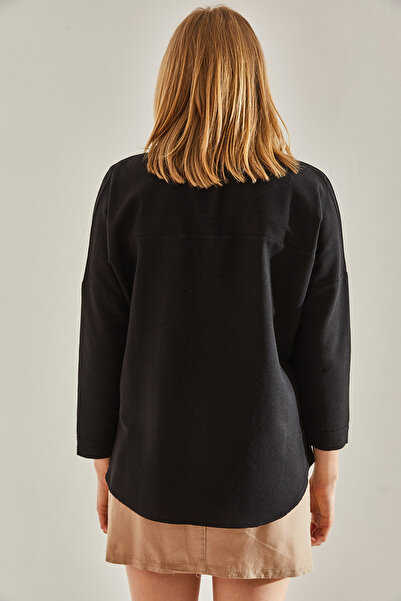 Bianco Lucci Černá lněná dámská košile - více vzorů, Model60131019