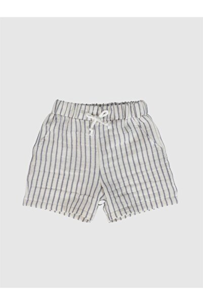 YHH Kids Muslină pentru copii pantaloni scurți cu talie elastică 100% bumbac cu dungi albastre