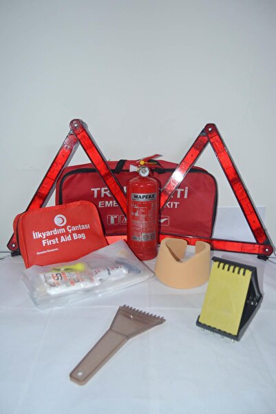 KKDAVM Dikdörtgen Trafik Ve Ilkyardım Seti Çantası Kayma Takozu Buz Kıracak Araç Seti Ekonomik