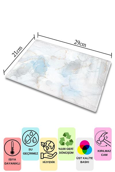 Postifull Glass Cutting Board, Chopping Board, Aesthetic Marble Pattern, Thick and Tempered Unbreakable Glass, 21*30cm