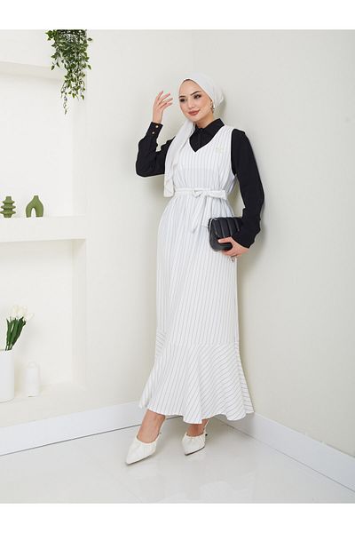 VOLT CLOTHİNG Gestreiftes Gilet-Kleid für Damen