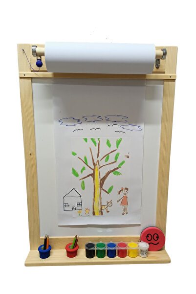 Masal Oyuncak Ahşap Yazı Tahtası Rulo Kağıtlı