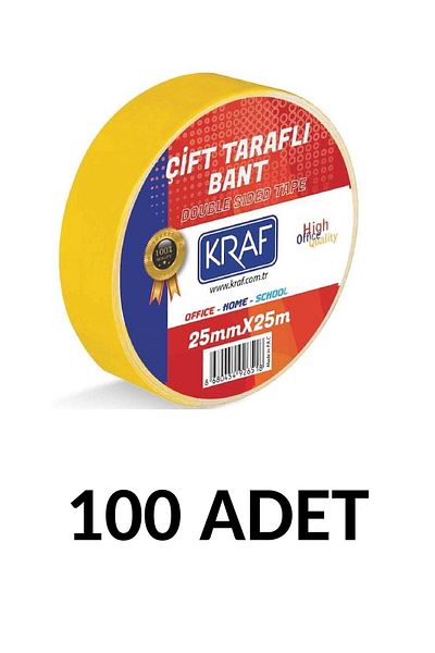 MTKardeşler 100 Pieces 25 Mm X 25 Meters Double Sided Tape