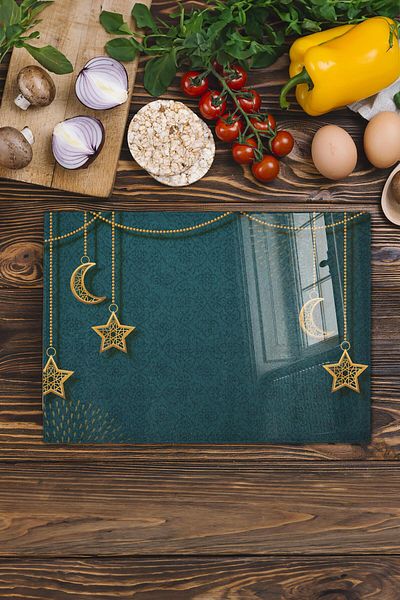 Postifull Glass Cutting Board, Chopping Board, Ramadan Special Pattern, Thick and Tempered Unbreakable Glass, 21*30cm